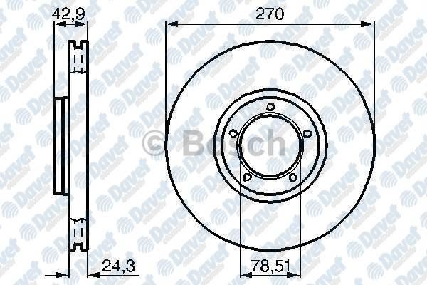 BOSCH 0986478166 Fren Diski On Havali 270mm Ford Transit T15 (91-00)